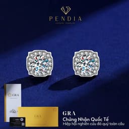 Bông Tai Bạc Dáng Vuông  Xi Vàng Trắng 6,5Ly - Lấp Lánh Sang Trọng -Giấy Kiểm Định KT049 2