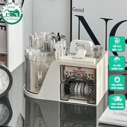 Hộp đựnġ mỹ phẩm, hộp đựnġ bút đa năng có kèm ống đựnġ xoay 360 độ tiện dụng, có nhiều ngăn chứa đồ thông minh VOICON 7