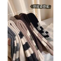 Bộ 10 đôi Tất nữ cổ cao thời trang thu đông hoạ tiết kẻ sọc nhiều màu Women VOICON-[TV01] 6