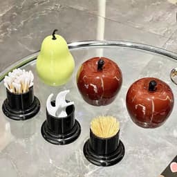 Hộp đựnġ tăm hình quả táo  lê  sáng bóng có nắp đặt bàn decor phòng khách VOICON-[DA72] 4