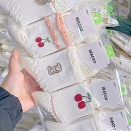 ​Tất Nữ Cổ Ngắn Trắng Viền Cầu Vồng Nicely (Combo 10 Đôi) - Vớ Nữ Cotton Co Giãn 4 Chiều Mềm Mại 9