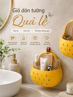 Giỏ Nhựa Hình Quả Lê Dán Tường Nhà Tắm - Khay nhựa đựng đồ đa năng dán tường xinh xắn hình quả lê dễ thương 2