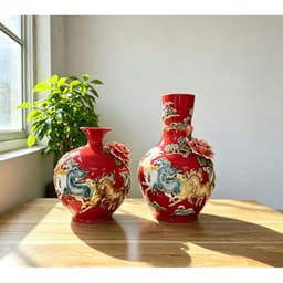 [TẶNG ĐẾ VÀ HỘP QUÀ] Bình Hút Lộc Bát mã đắp nổi RỒNG VIỆT xanh lá, Quà tặng tân gia mệnh mộc, hỏa 3