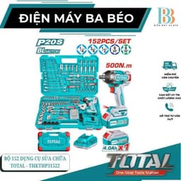 Bộ 152 dụng cụ sữa xe và  máy siết buloong 500N/m không chổi than dùng pin 20V Total THKTHP31522 1