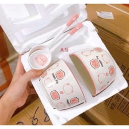 Set Bát Đĩa 8 MónChất Liệu  Gốm Sứ họa tiết Heo Hồng - Set Quà Tặng ý nghĩa cho bé yêu 6