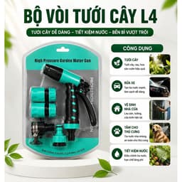 Bộ Vòi Tưới Cây Đa Năng 10 Chế Độ Phun, Xịt Rửa Xe Tưới Rau Hoa Kèm 4 Đầu Nối Ống Nước D21 Chống Rò Rỉ, Tiết Kiệm Nước 1