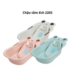 Chậu Tắm Cho Bé Việt Nhật 2203 Hình Ếch, Combo Chậu Tắm Nhựa Bền Đẹp An Toàn - DOMUS 2