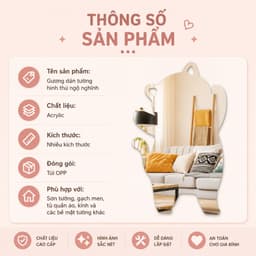 Gương Mềm Acrylic Dán Tường Tự Dính Decor Phòng Ngủ Phòng Tắm HomeMate, Gương Chống Vỡ Makeup Decor Nhà Cửa 3