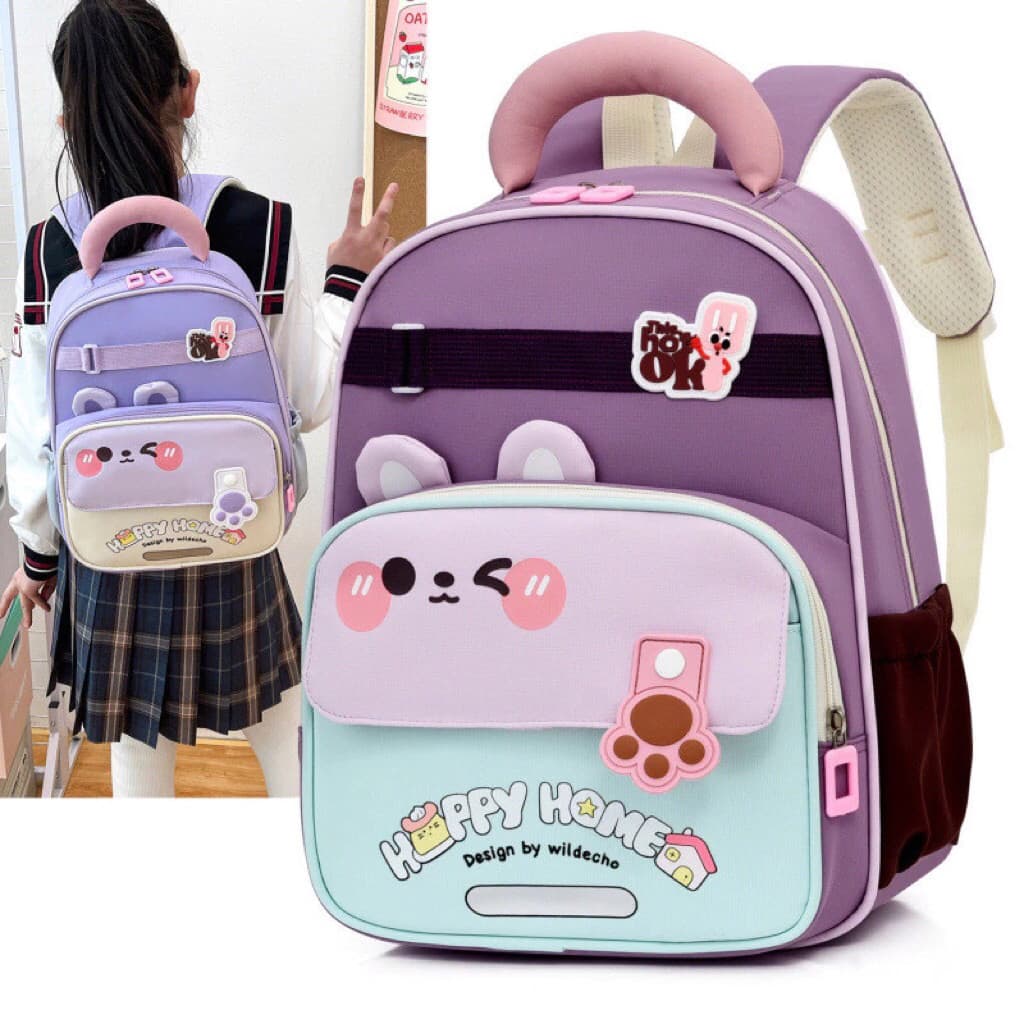 Balo cho bé đi học từ 5 tuổi - 8 tuổi, balo hình thỏ xinh dễ thương