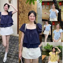 Áo babydoll nữ kiểu mới may hai lớp tay bồng phồng xoè phong cách hàn quốc BD63 5