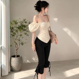 Quần ngố lửng cạp cao có dây rút cột nơ unnie quần thun dài qua gối y2k QL77 8
