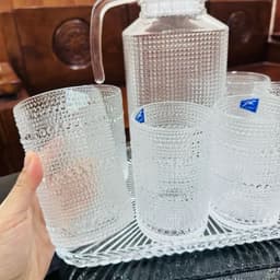 Bộ bình + 6 cốc thủy tinh họa tiết Giọt Nước Hắt sáng 3