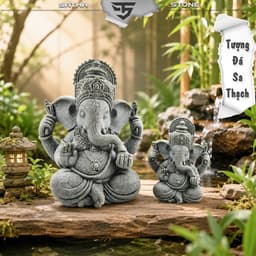 Tượng thần voi Ganesha đá sa thạch xanh -  Tượng deco, trang trí tiểu cảnh, bán cạn, terrarium 3