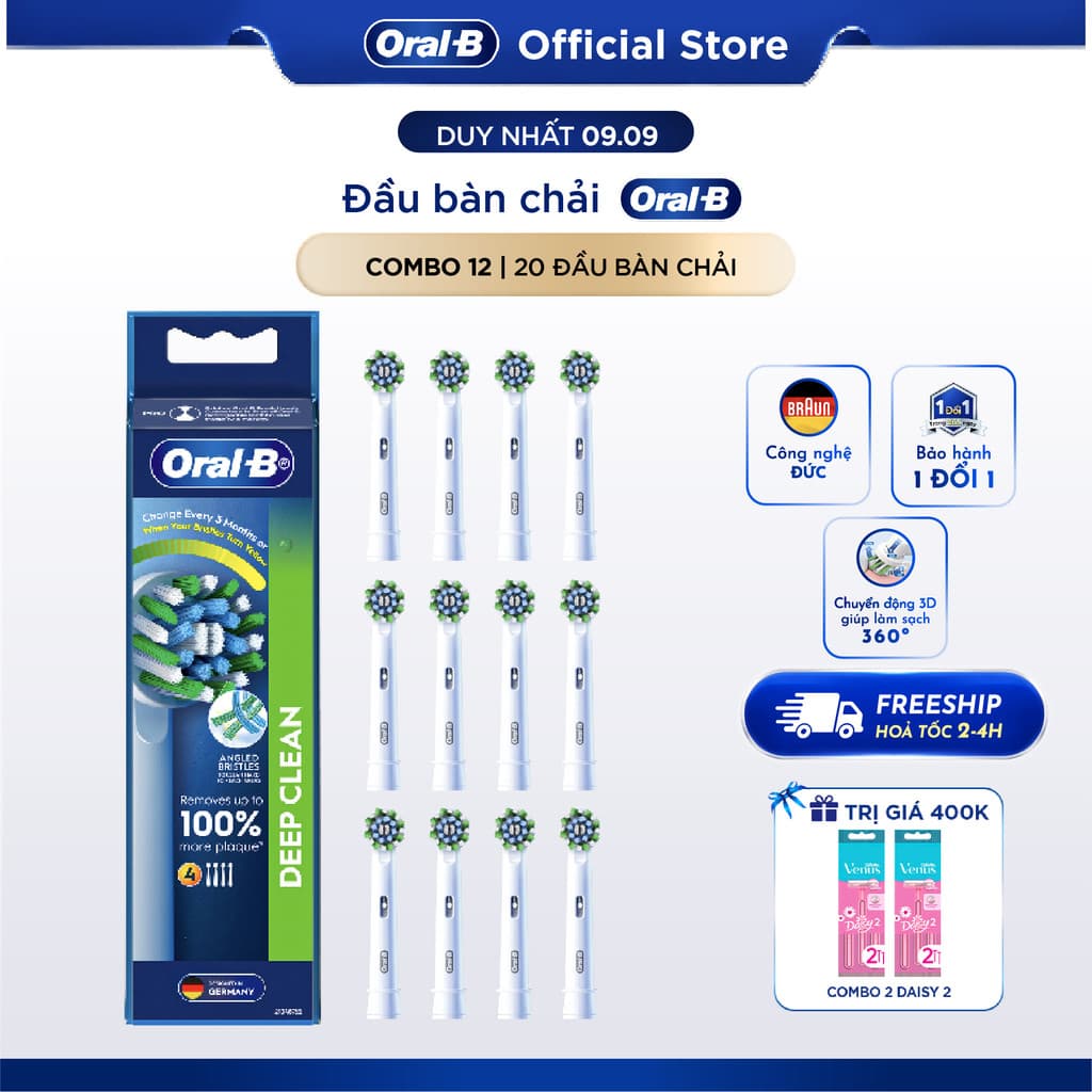 Combo tiết kiệm set 12 đầu bàn chải Oral-B Chính Hãng Vitality Pro Deep Clean/Whitening/Sensitive
