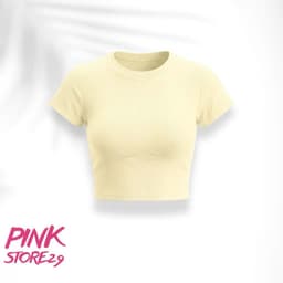 ( Free size 28 - 43kg ) Áo Croptop Nữ Cổ Tròn Tay Ngắn Kiểu Dáng Basic  -áo croptop trơn. 3