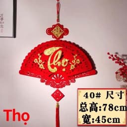Set 3 Khánh Quạt Nhung Chữ PHÚC - LỘC - THỌ Treo Trang Trí Tết 6