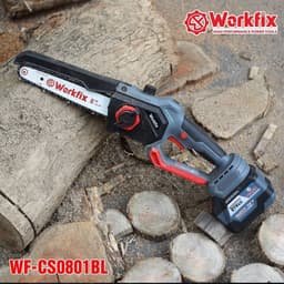 Cưa xích dùng pin WORKFIX WF-CS0801BL, Tốc độ khủng 46000v/p, Không chổi than, Tra nhớt tự động, Hỏa tốc 5