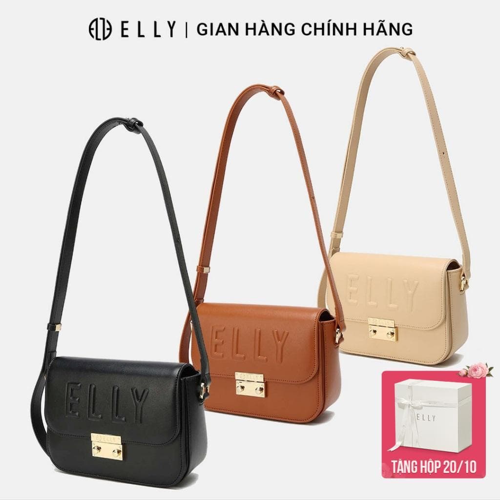 [Tặng hộp 20.10] Túi xách nữ da thật ELLY ET174 túi đeo vai đeo chéo cao cấp chính hãng