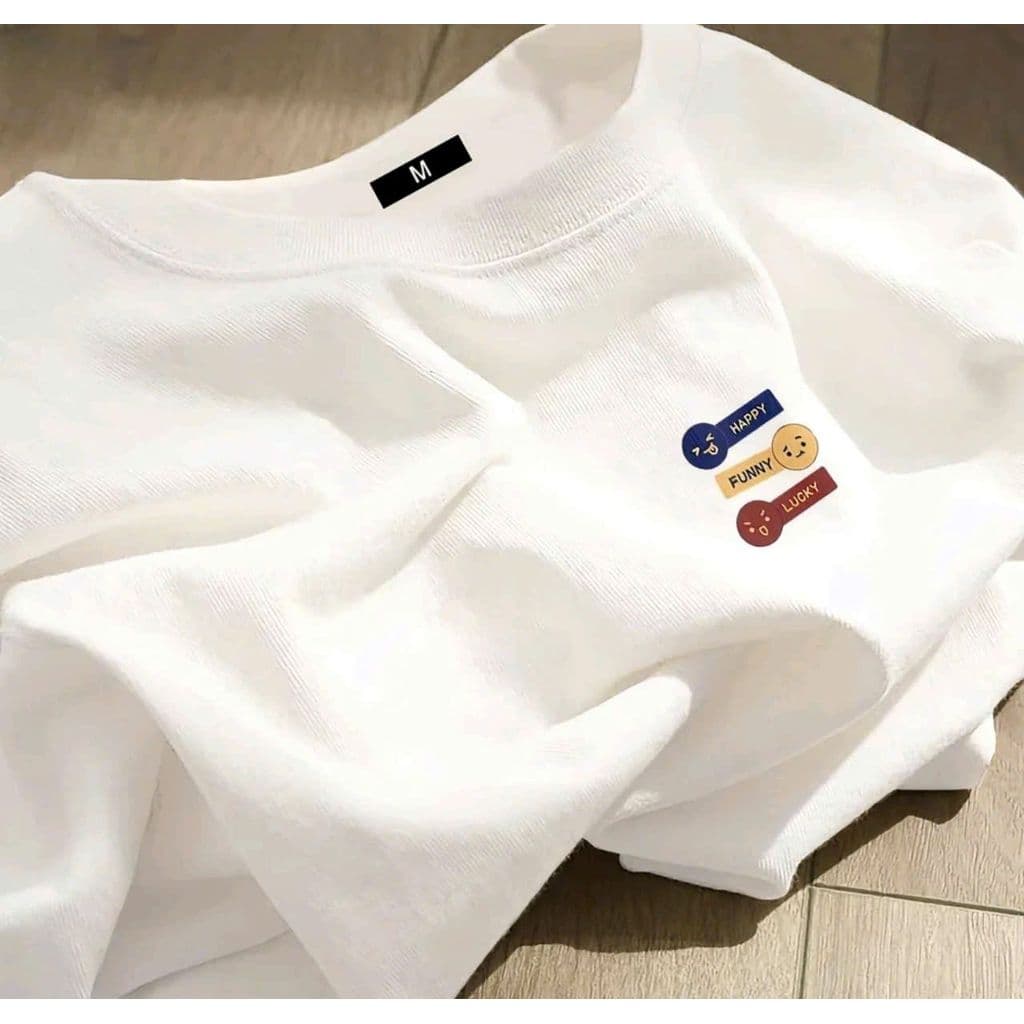 Áo thun nữ cổ tròn cotton 4 chiều mềm mại, thoáng mát, họa tiết chữ LUCKKY -thu98