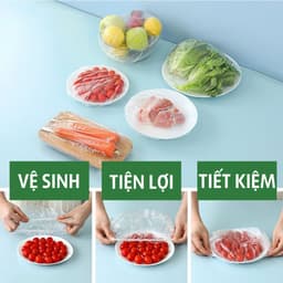 [Combo] Bịch 100 màng bọc thực phẩm, túi bọc thực phẩm nilon bo chun co giãn, tái sử dụng 8