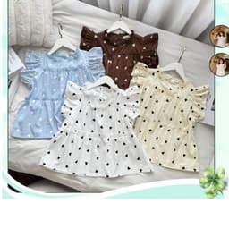 Áo Kiểu Nữ Cổ Bèo Cánh Tiên Viền Tầng Vải Gió Nhăn Babydoll 1