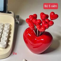 Bộ 5 nĩa xiên trái cây inox không gỉ và hũ đựnġ nĩa trái tim để bàn trang trí phòng khách VOICON-[DA66] 8