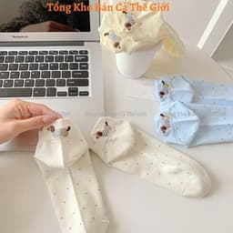 Set 10 Đôi Tất Vớ Cổ Thấp Chấm Bi Hình Cún Lạp Xưởng xᶖnh Xắn Đáng Yêu Phong Cách Hàn Quốc Thấm Hút Mồ Hôi VOICON-[TV01] 9