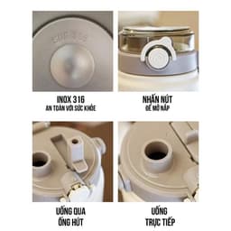 Bình giữ nhiệt BOSS 1000ml,ly giữ nhiệt có ống hút, lõi inox 316 cao cấp, giữ nhiệt 12-24H không đổ mồ hôi VOICON-LA22 6
