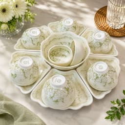 Bộ Bát Đĩa Hoa Mặt Trời 45cm  Hoa Dành Dành Dùng Trang Trí , Bày Mâm Cơm Cúng 9
