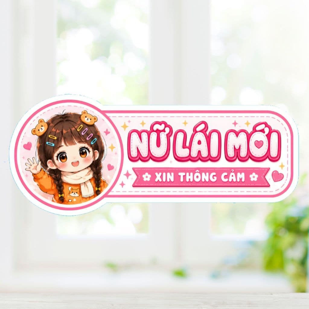 [Hỏa Tốc] Tem Decal Dán Xe Hơi "Nữ Lái Mới" Dễ Thương Chống Thấm Nước - Tem Dán Cảnh Báo Ô Tô Ngộ Nghĩnh, Đáng Yêu