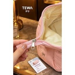 Túi đựng đồ đa năng TEWA 80094 thêu họa tiết nơ – Túi mỹ phẩm du lịch rộng rãi, 2 ngăn lưới 36cm 5