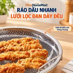 Vỉ Lọc Dầu Inox Kèm Khay Đĩa 20cm MimiHomeMart - Hỗ Trợ Ráo Dầu Thực Phẩm Khi Chiên Rán 3