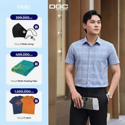 Sơ mi ngắn tay DGC dáng suông Smart Casual vạt bằng, Vải sợi tre mềm mại thoáng mát - SASNBF133M 1