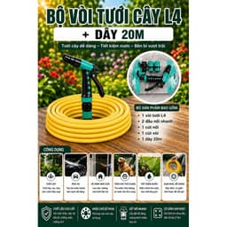 Bộ Vòi Tưới Cây Đa Năng 10 Chế Độ Phun, Xịt Rửa Xe Tưới Rau Hoa Kèm 4 Đầu Nối Ống Nước D21 Chống Rò Rỉ, Tiết Kiệm Nước 5