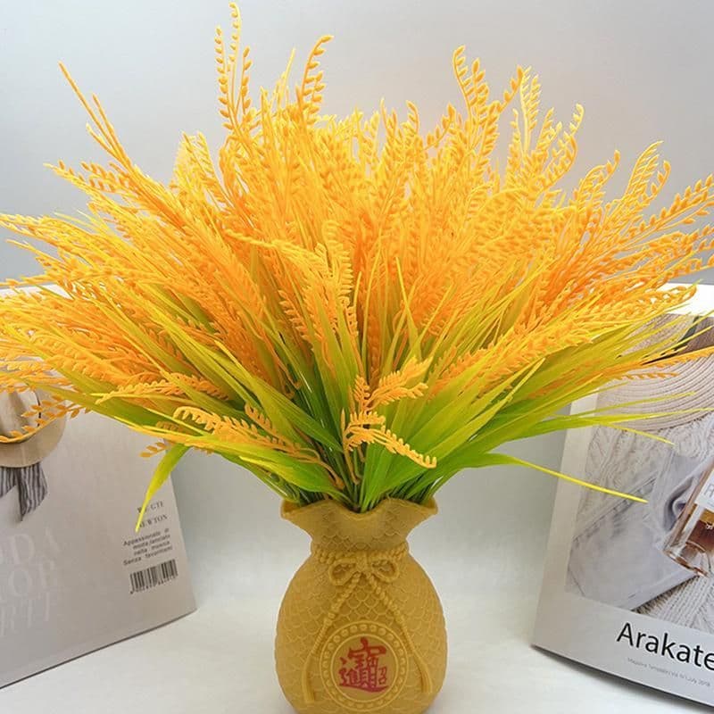 Bình lúa thần tài 40cm giả trang trí phòng decor - Decor Phòng Trang Trí Nhà [Bao gồm bình + 28 nhánh lúa]