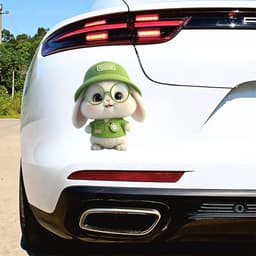 Decal Dán Xe Hơi Hình Thỏ Trắng Đeo Kính Đội Mũ Dễ Thương Chống Thấm Nước 2