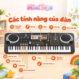 Đàn Piano Điện Tử 61 Phím Thông Minh Cho Trẻ Em MimiToys - Có Mic, Sạc Và 16 Tone Nhạc, 1 Loa Nhiều Chức Năng 4