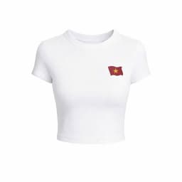 < Free size 28-45KG >Tổng hợp  Áo thun nữ croptop in hình hoạ tiết bozip co giãn hình LOGO CỜ VN. 6