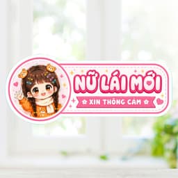 [Hỏa Tốc] Tem Decal Dán Xe Hơi "Nữ Lái Mới Chibi" Kute Dễ Thương, Chống Thấm Nước Ngộ Nghĩnh, Đáng Yêu Oto 2