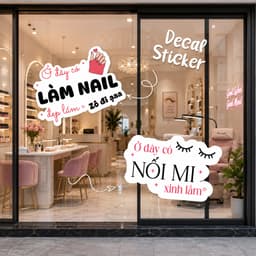 Sticker Decal Dán Kính Chống nước - Decal Nail mi gội size A3 (7722) 1