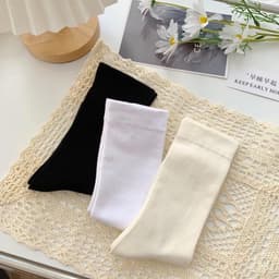 T10 Set 10 đoi Tất cổ cao paster nữ trơn cao cấp 3 màu loại dày dặn, vớ cao cổ nữ phong cách hàn quốc VOICON-[TV01] 3