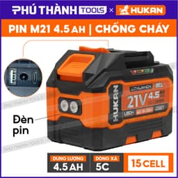 Pin HUKAN 15 Cell, Dung lượng 4.5Ah, Dòng xả 5C, Vỏ ABS chống cháy, Chân pin phổ thông 1