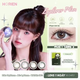 Lens Màu HORIEN Explorer Plan 1 Ngày 10 Chiếc – Kính Áp Tròng Cận 0–7 Độ, DIA 14.2mm, GDIA 13.4–13.6mm, Màu Tự Nhiên 1