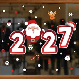 GIỚI HẠN CAMP Nhãn Dán Cửa Sổ Kính Giáng Sinh, Có Thể Tháo Rời Tĩnh Chống Thấm Nước 2027 Decal Dán Tĩnh, Ông Già Noel DIY Tinh Tế Nhỏ Xmas Cửa Đảng Dán Trang Trí Lễ Hội 6