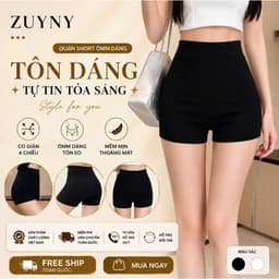 Quần đùi nữ - Quần Legging đùi nữ lưng chun cạp cao, Quần tập thể dục ôm gọn cơ thể, Quần short sooc cotton co giãn BiBi 1