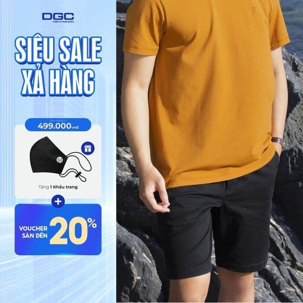 Quần short DGC cạp vuông túi chéo Phong Cách Trẻ Trung - SQSBB06M