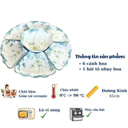 Bộ bát đĩa cúng gia tiên hoa mặt trời  thương hiệu gochy gốm sứ cao cấp - Họa tiết hoa thủy tiên 6
