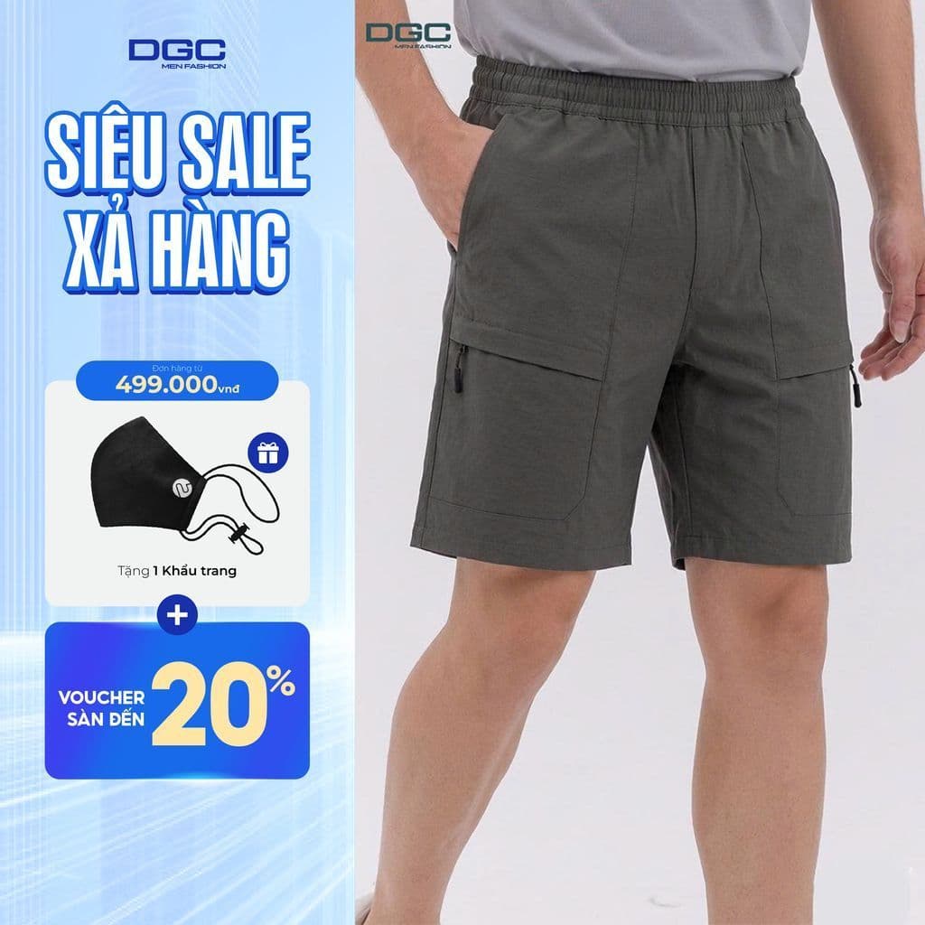 Quần Short Nam DGC Túi Hộp Khóa Kéo - Sự Kết Hợp Hoàn Hảo Giữa Tiện Lợi & Thời Trang SQSBE23M-S