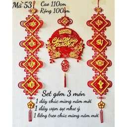 Set 3 Món Decor Tết 2027 Trang Trí Nhà Cửa & Cửa Hàng – Mành Treo Chữ Tết + Dây Vạn Sự Như Ý + Dây Chúc Mừng Năm Mới 3