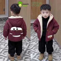 [12-37KG] Áo Khoác Lông Cừu Cho Bé Trai Bé Gái KIMCHIBABY Dày Dặn Giữ Ấm Chống Gió Họa Tiết Hoạt Hình Đáng Yêu AK602 2